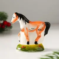 Сувенир Лошадь Зорька, 7х7х3,5 см, гжель,цвет