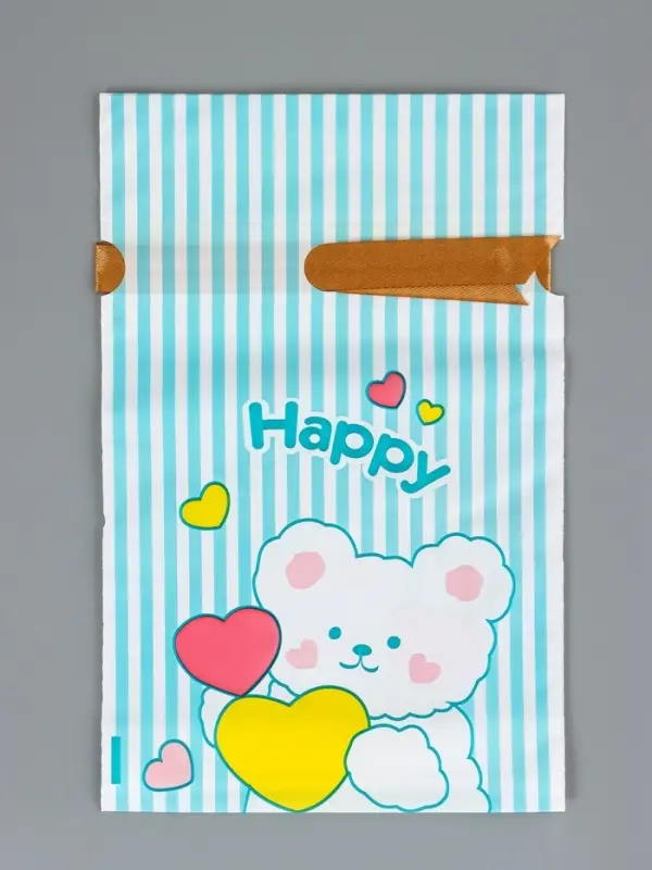 Пакет полиэтиленовый подарочный с лентой, "Счастье", 13 х 23 см