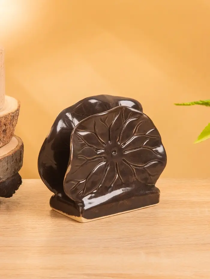 Салфетница "Цветок" керамика, цв. коричневый, 12х5х10 см