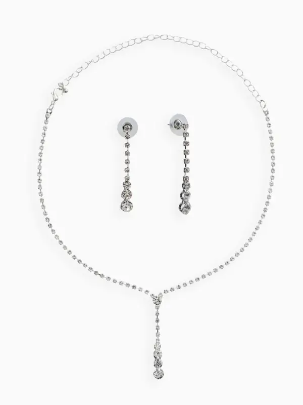 Набор 2 предмета: серьги, колье &laquo;Вечерний шик&raquo; белый в серебре