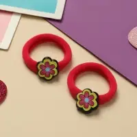 Резинка для волос "Нежность" (набор 2 шт) цветочек, 4 см, красный