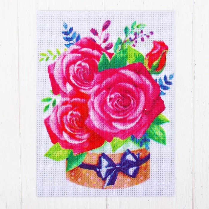 Набор для творчества. Канва для вышивки крестиком &laquo;Букет из роз&raquo;, 20 х 15 см