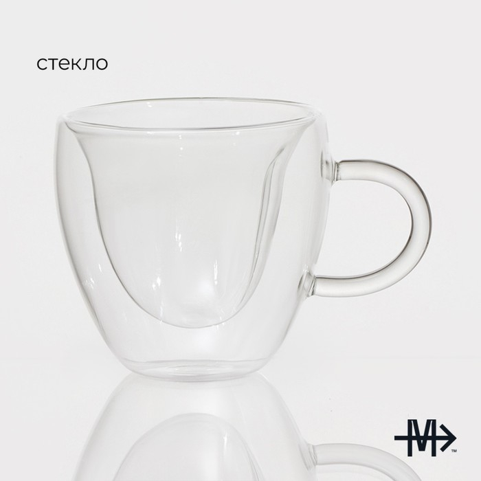 Кружка стеклянная с двойными стенками Magistro &laquo;Сердце&raquo;, 250 мл