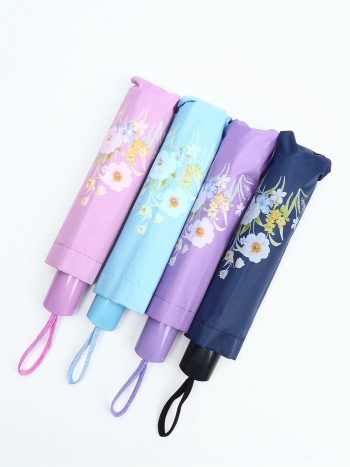 Зонт механический &laquo;Цветы&raquo;, эпонж, 4 сложения, 8 спиц, R = 48/55 см, D = 110 см, цвет МИКС