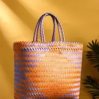 Сумка плетёная, 30&times;15&times;45 см, пластик, сиренево-жёлтая