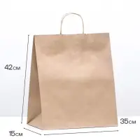 Пакет бумажный крафт 90 г/м&sup2;, круглая ручка 35&times;15&times;42 см