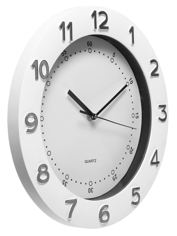 Часы настенные интерьерные, плавный ход, d-32 см, внутренний d-23.7 см, белый