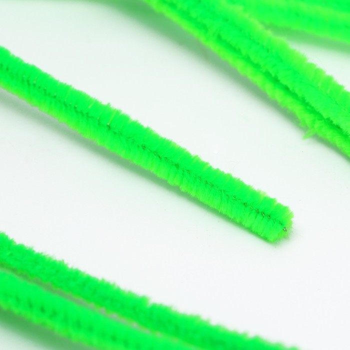Проволока с ворсом для поделок и декора набор 50 шт., размер 1 шт. 30 &times; 0,6см, цвет зелёный неон