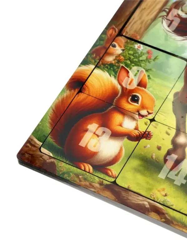 Головоломка "Пятнашки. Жеребёнок с белочками", логическая настольная игра, 22х22 см