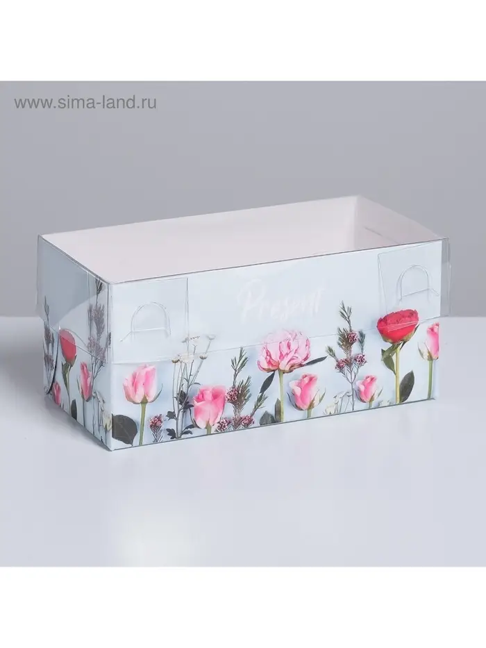 Коробка для капкейков, кондитерская упаковка, 2 ячейки &laquo;Present&raquo;, 16 х 8 х 7.5 см