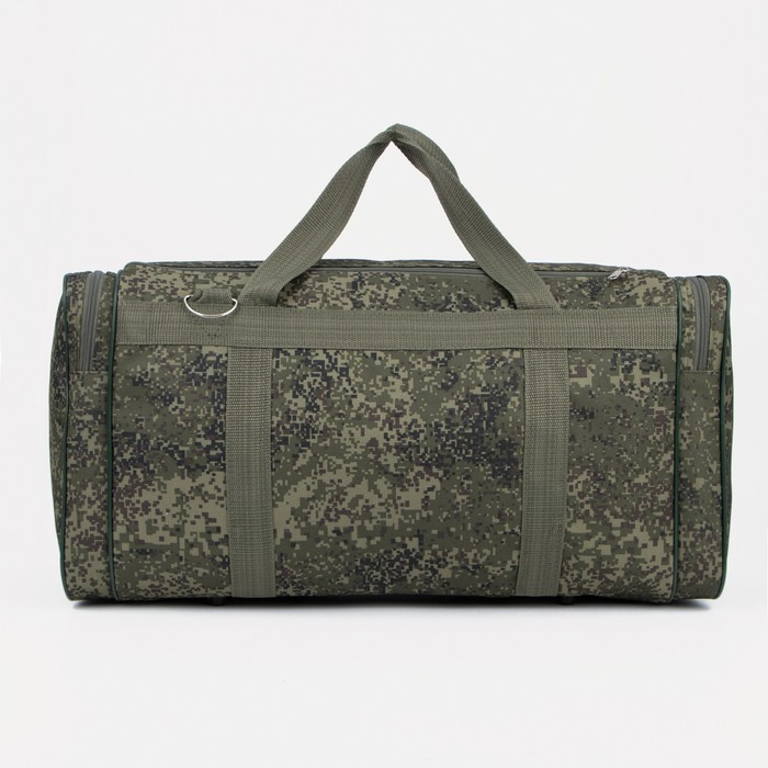 Сумка дорожная на молнии, 3 наружных кармана, длинный ремень, цвет камуфляж/зелёный Сумка дорожная на молнии, 3 наружных кармана, длинный ремень, цвет камуфляж/зелёный