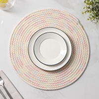 Салфетка сервировочная на стол Доляна &laquo;Радуга&raquo;, d=38 см, цвет кремовый