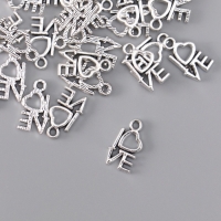 Декор для творчества металл "Love с сердечком" серебро набор 30 шт 1,4х0,8 см
