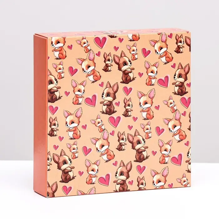 Коробка под 8 конфет + шоколад, с окном, &laquo;Лисички&raquo; 17.7&times;17.85&times;3.85 см