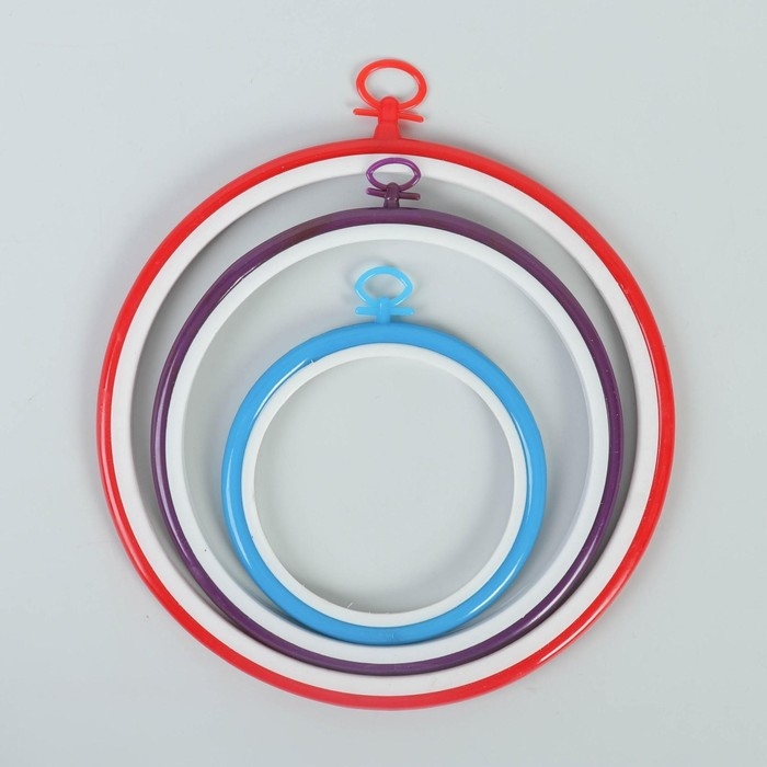 Пяльцы для вышивания с подвесом, d = 11/17/21 см, 3 шт, цвет разноцветный Пяльцы для вышивания с подвесом, d = 11/17/21 см, 3 шт, цвет разноцветный