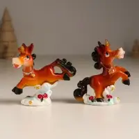 Сувенир полистоун "Лошадка на облачке с розами" МИКС 6,4х2,5х6 см