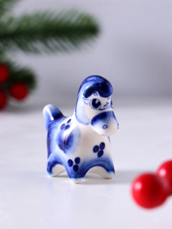 Сувенир Конь Дымка, 5х5,5х2,5 см, гжель