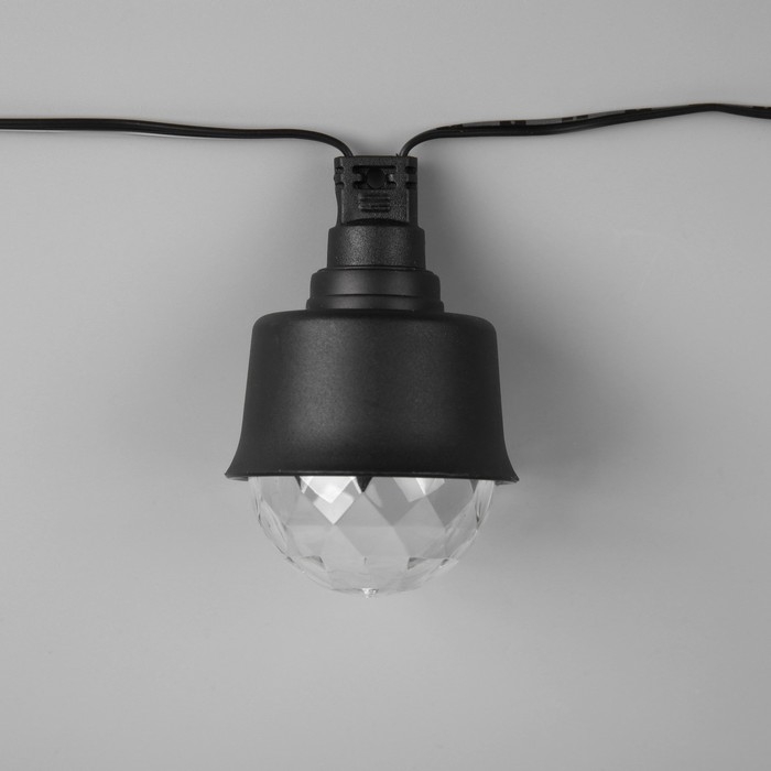 Гирлянда &laquo;Нить&raquo; 5.4 м с насадками &laquo;Диско-шары&raquo;, IP44, тёмная нить, 10 LED, свечение красное/тёплое белое, солнечная батарея