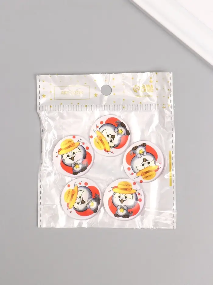 Кабошон стекло для творчества "Круг. Совушка в шляпке" 3х3 см