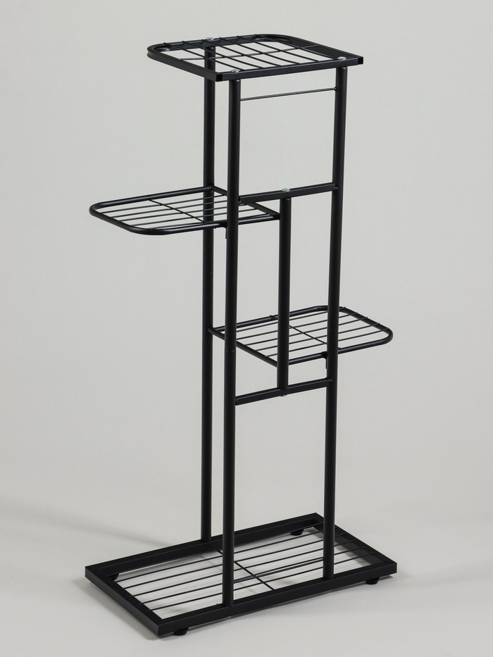 Подставка для цветов Greengo, 4 полки, 43 &times; 22 &times; 82 см, напольная, металл, чёрная
