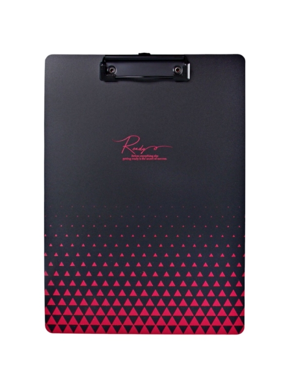 Планшет с прижимом формат А4 пластик1600мкр,Черная с металлизированной отделкой МИКС