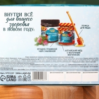 Подарочный набор мёд &laquo;Новый год:: Пусть сказка придёт&raquo;: алтайский мёд с маточным молоком 240 г., ягодно-травяной чай с малиной 50 г., ложка для мёда