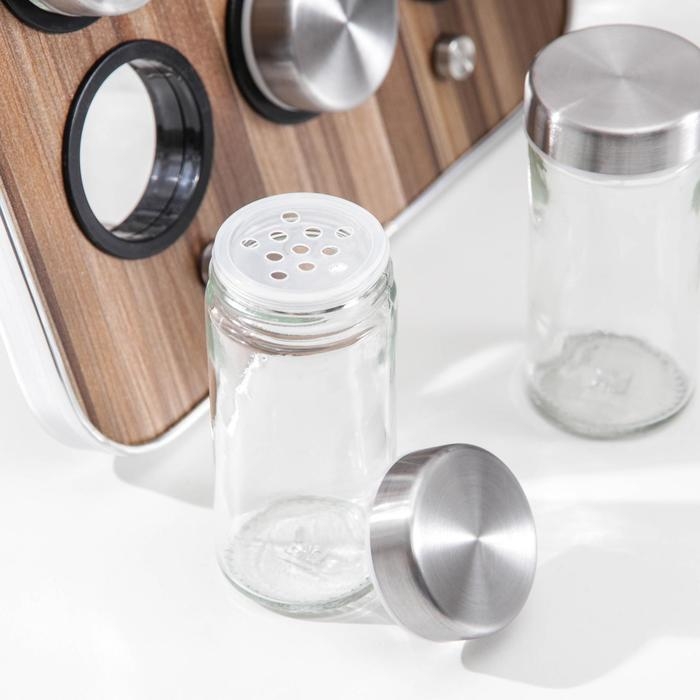 Набор для специй на подставке &laquo;Модерн&raquo;, 28,5&times;12&times;18,5 см, 90 мл, 4&times;9,5 см, 6 шт