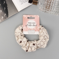 Резинка для волос "Орбита" цветы стиль, 10 см, коричнево-бежевый