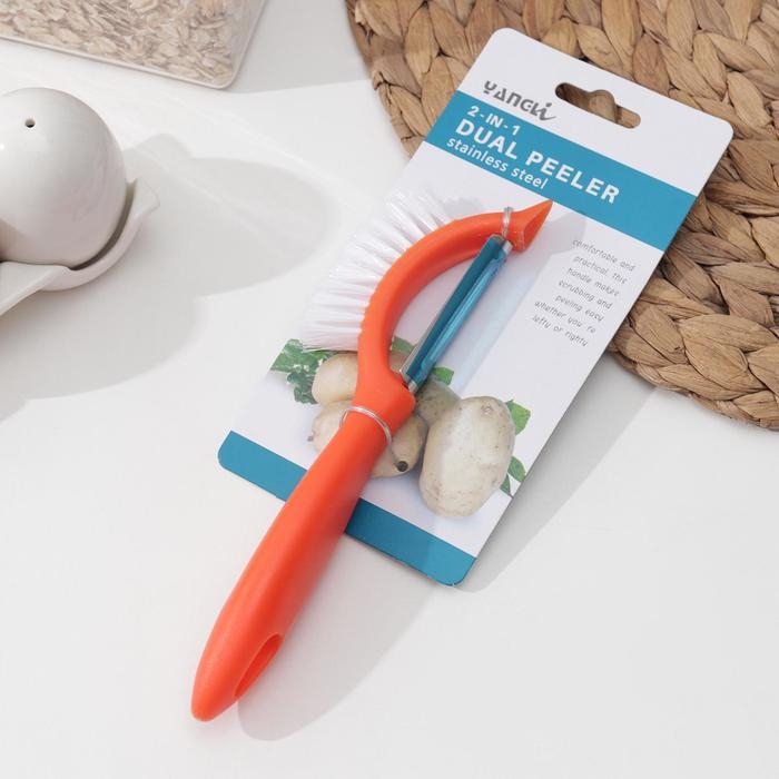 Овощечистка &laquo;Сарбо&raquo;, с щёткой, 18,5&times;5 см, цвет МИКС