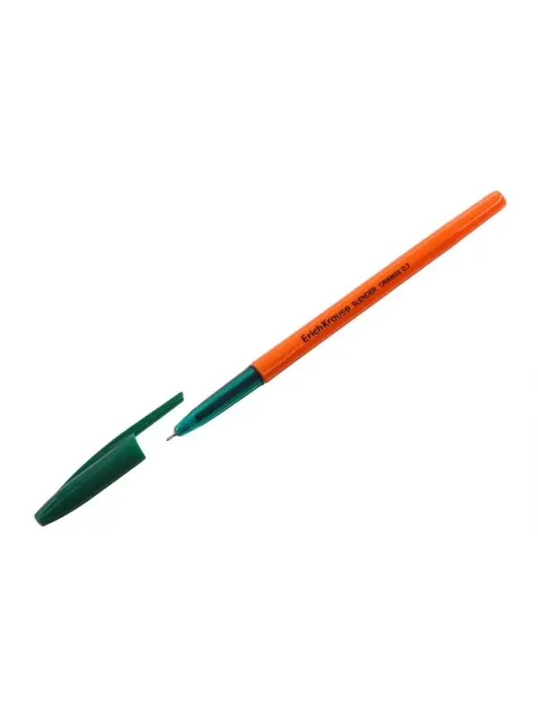 Ручка шариковая ErichKrause Slender Stick Orange, Super Glide, 0.7 мм, зелёная