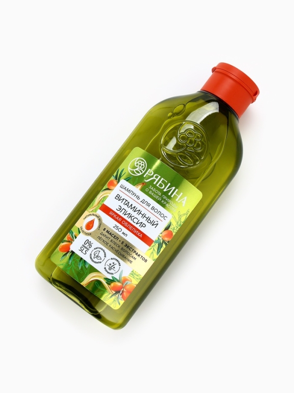 Шампунь для волос, витаминный эликсир, аромат облепихи, 250 мл, Рябина