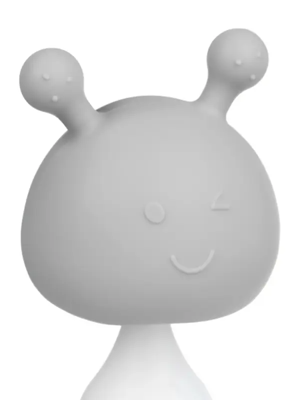 Прорезыватель силиконовый для зубов с погремушкой 3 в 1 M&B &laquo;Зайка&raquo;, серый