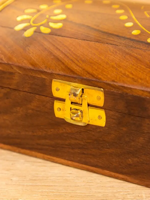 Шкатулка "Глу" 18х12,8х8 см, дерево шишам, латунь