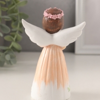 Сувенир полистоун "Девушка-ангел в персиковом платье, с венком-сердце" 8х4,5х12 см