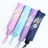 Зонт механический &laquo;Цветы&raquo;, эпонж, 4 сложения, 8 спиц, R = 48/55 см, D = 110 см, цвет МИКС