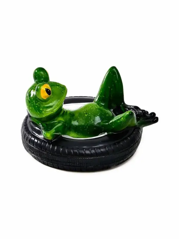 Садовая фигура 14 х 13 х 9,5 см "Лягушка в шине" Водоплавающая