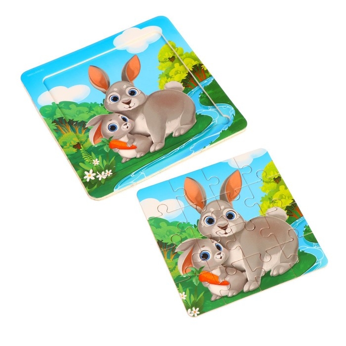 Пазлы &laquo;Милые зайчата&raquo;, 16 элементов, 14&times;14 см