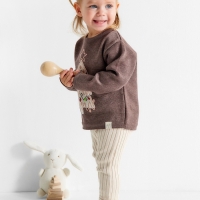 Джемпер вязаный новогодний Крошка Я "Новогодние игрушки" рост 74-80 см, цвет коричневый