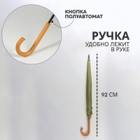 Зонт - трость полуавтоматический &laquo;Пастель&raquo;, 16 спиц, R = 52/60 см, D = 120 см, цвет зелёный