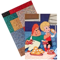 Ппликация форменными стикерами "Малыш и Карлсон", набор для творчества, стикерная мозаика