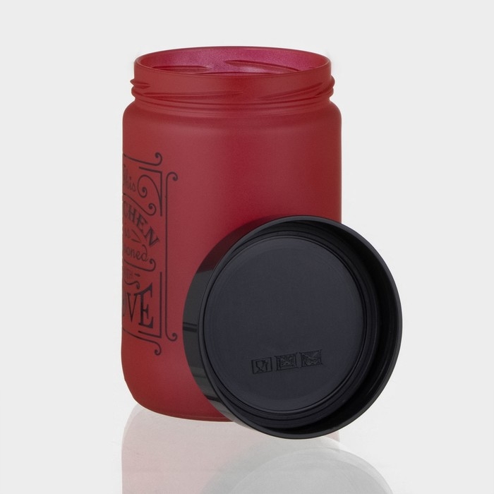 Банка стеклянная для сыпучих продуктов &laquo;Любовь на кухне&raquo;, 600 мл, цвет красный
