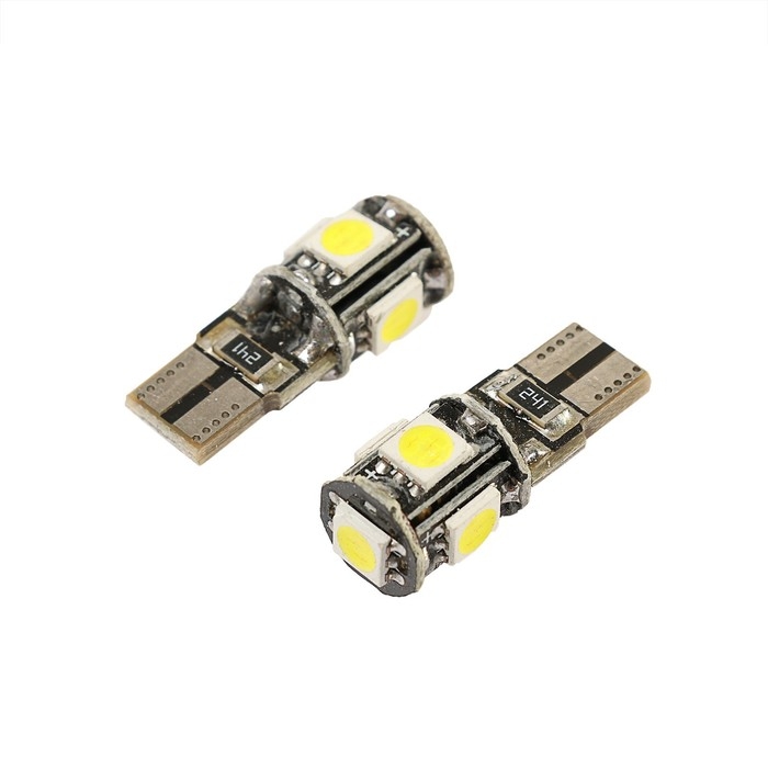 Автолампа светодиодная Cartage, T10 W5W, 12 В, 5 SMD-5050, набор 2 шт Автолампа светодиодная Cartage, T10 W5W, 12 В, 5 SMD-5050, набор 2 шт