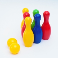 Боулинг детский цветной, набор: 6 кеглей 21 х 7 см, 2 мяча d-6.5 см