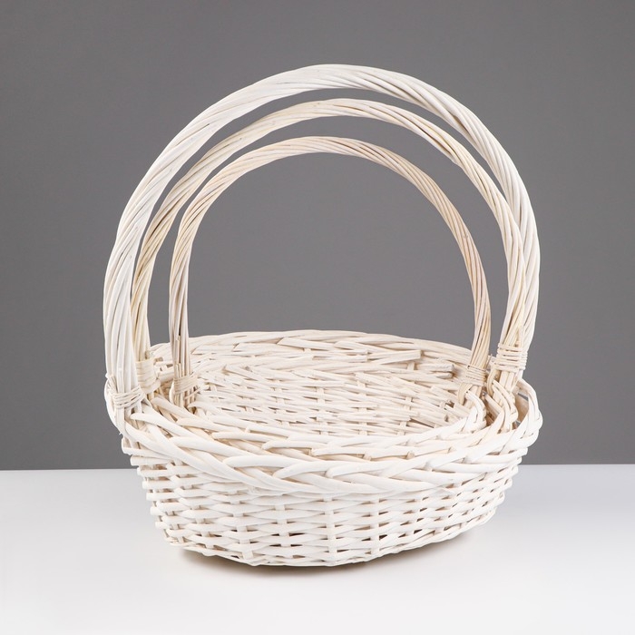 Набор корзин, 44х34х10/18/44см, 38х29х9/16/39см, 32х24х8/14/34см, ива, белый Набор корзин, 44х34х10/18/44см, 38х29х9/16/39см, 32х24х8/14/34см, ива, белый