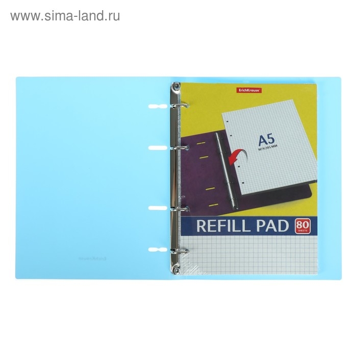 Тетрадь на кольцах А5, 80 листов в клетку ErichKrause "Pastel", пластиковая обложка, блок офсет, белизна 100%, МИКС