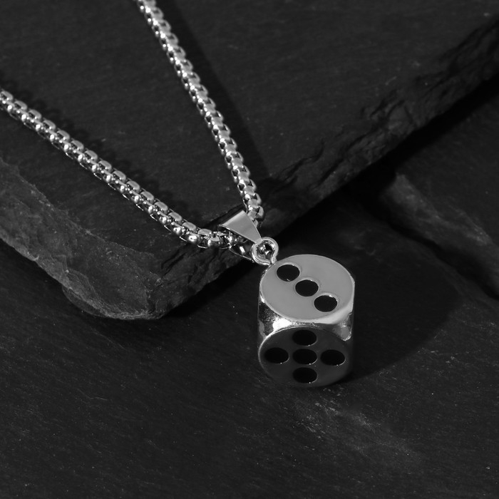 Кулон &laquo;Игральные кости&raquo;, цвет чёрный в серебре, 70 см