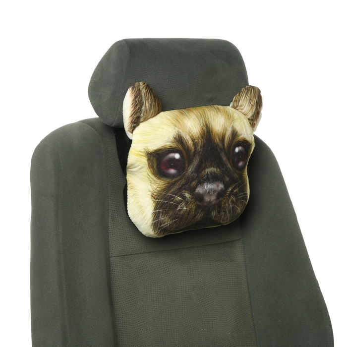 Подушка на подголовник МАТЕХ ANIMALS LINE, Мопс, 30 х 25 х 10 см, коричневый, бежевый