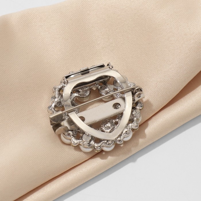 Зажим для платка &laquo;Жемчужинка&raquo;, цвет белый в серебре