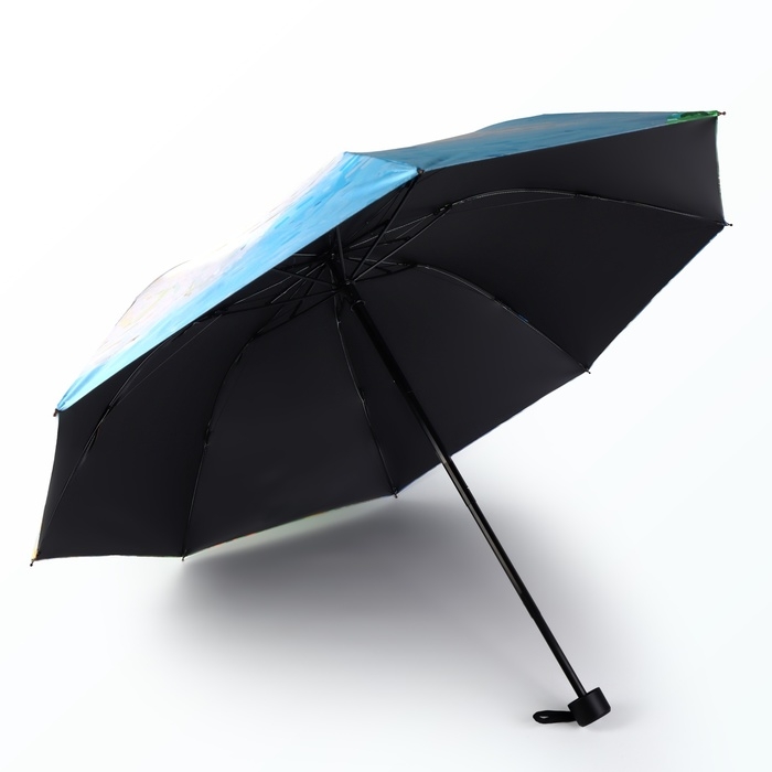 Зонт механический &laquo;Пейзаж&raquo;, эпонж, 4 сложения, 8 спиц, R = 48/55 см, D = 110 см, цвет МИКС