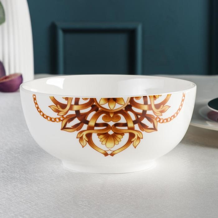 Набор тарелок фарфоровых Magistro &laquo;Миледи&raquo;, 18 предметов: 6 тарелок d=20 см, 6 тарелок d=25 см, 6 салатников 800 мл